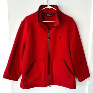 VINTAGE POLO by RALPH LAUREN 90’s Fleece Zip
Up with Leather Trim | Large |